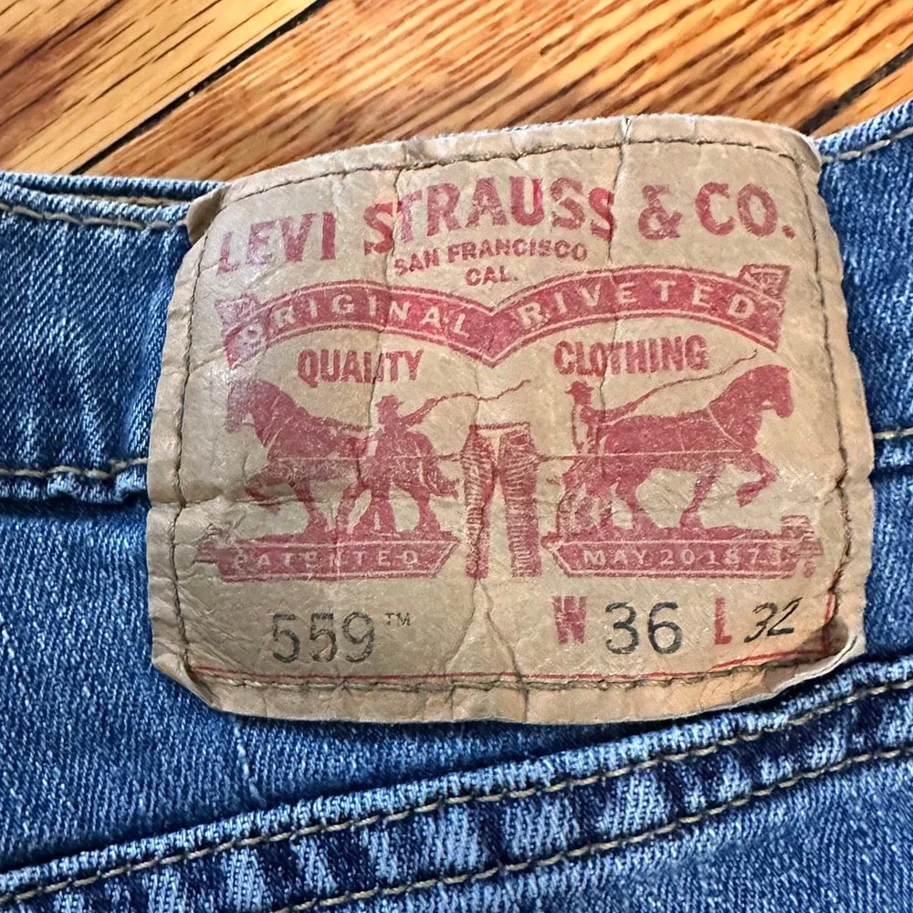 Levi's 559 Relaxed Straight‎ Blue Medium Wash Denim Jeans Mens 36x32
